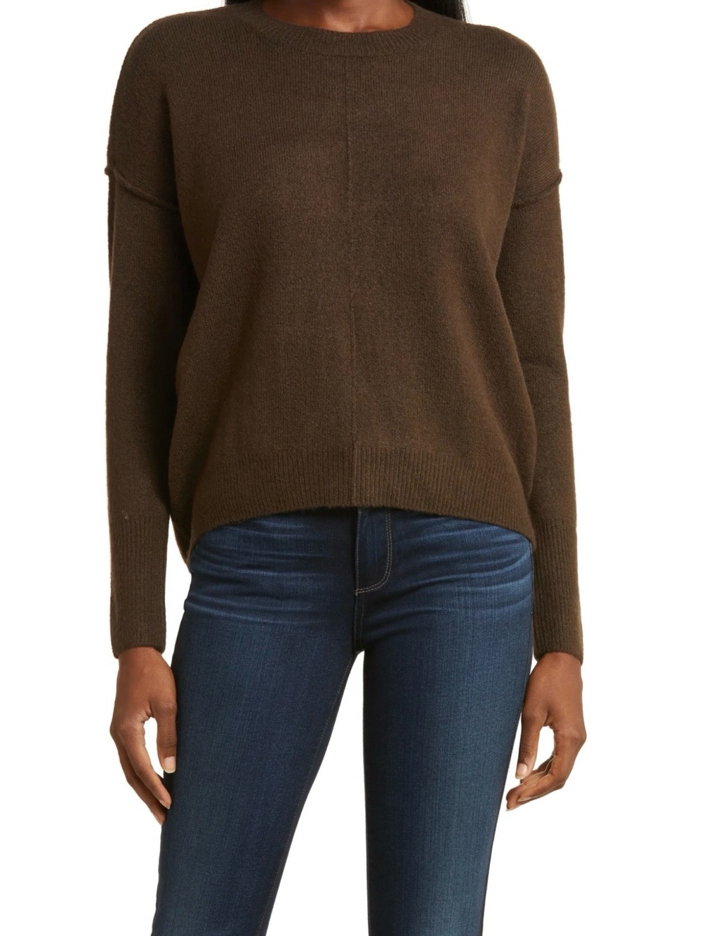 Vince Camuto Purple Exposed Seam Crewneck Sweater